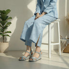 Midnight Grey Floral Wedges PIU_ 292
