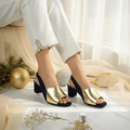 Gold Rush Slingback Block Heel Sandal PIU_175 sweet french gold rexine ladies shoes PumpItUp.pk