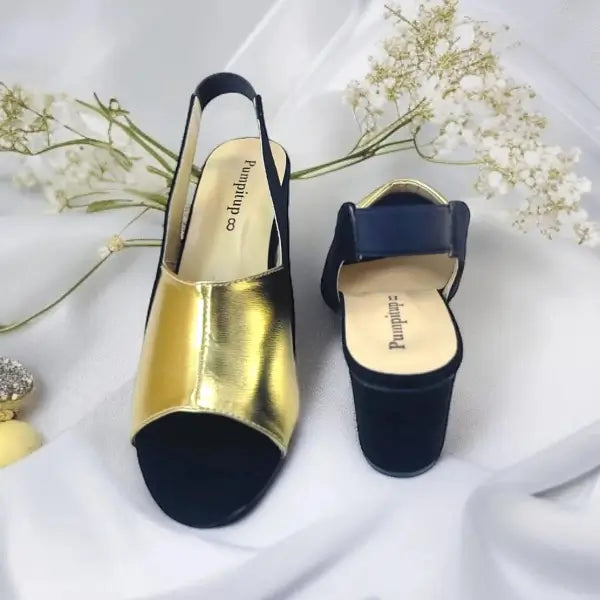 Gold Rush Slingback Block Heel Sandal PIU_175