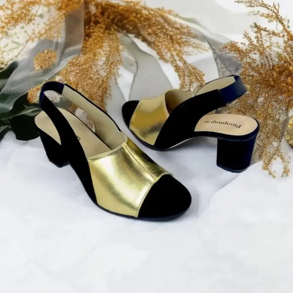 Gold Rush Slingback Block Heel Sandal PIU_175