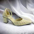 Gold Sparkle Block heel Pump PIU_196