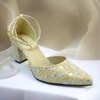 Gold Sparkle Block heel Pump PIU_196