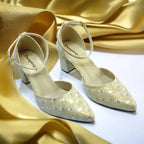 Gold Sparkle Block heel Pump PIU_196