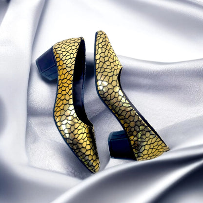 Golden Auric Scales Block Heel PIU_186