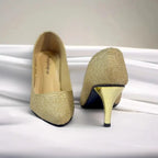 Golden Glitter Shine Court Shoe Heel PIU_85 shine rexine ladies shoes PumpItUp.pk