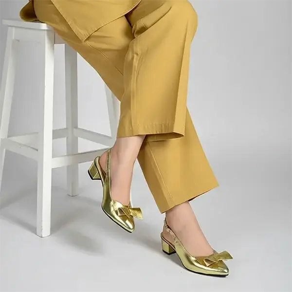 PIU_289 Golden Slingback Heels bottom sole view - PumpItUp Pakistan
