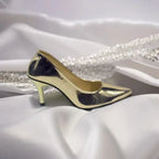 Golden Reflected Comfy Court Shoe PIU_29 shine patent rexine ladies shoes PumpItUp.pk