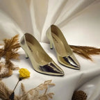 Golden Reflected Comfy Court Shoe PIU_29 shine patent rexine ladies shoes PumpItUp.pk