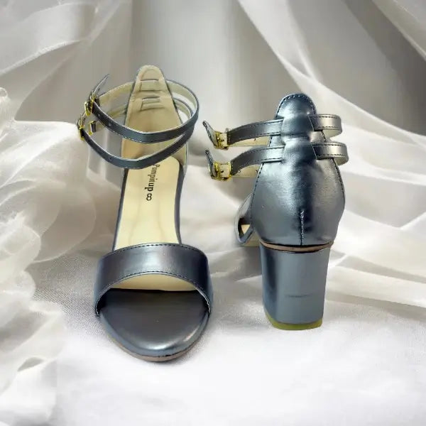 Gray Lava Double Straps Block Heel Sandal PIU_161