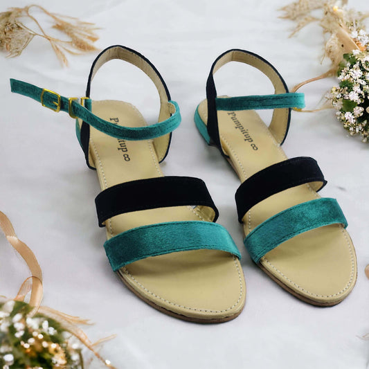 Green & Black Casual Flat Sandal PIU_69