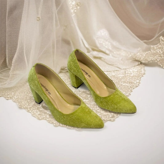 Green Comfy ChicBlock Heels  Pump PIU_133