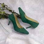 Green Comfy Court Shoe Heel PIU_26 sweet rexine ladies shoes PumpItUp.pk
