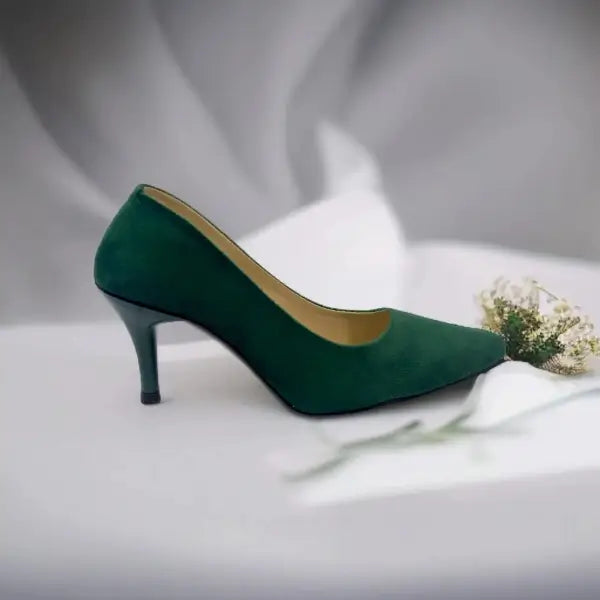 Green Comfy Court Shoe Heel PIU_26 sweet rexine ladies shoes PumpItUp.pk