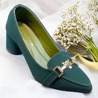 Green Elite Muse Block Heels PIU_235 Amarah rexine shoes PumpItUp.pk