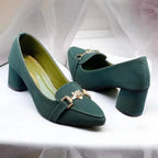 Green Elite Muse Block Heels PIU_235 Amarah rexine shoes PumpItUp.pk