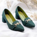 Green Elite Muse Block Heels PIU_235 Amarah rexine shoes PumpItUp.pk