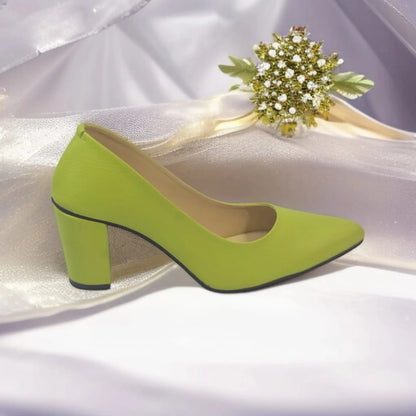 Green (LP) Texture Comfy Block Heel Pump PIU_143