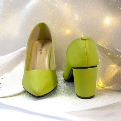 Green (LP) Texture Comfy Block Heel Pump PIU_143