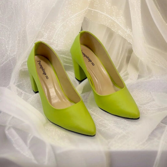 Green (LP) Texture Comfy Block Heel Pump PIU_143