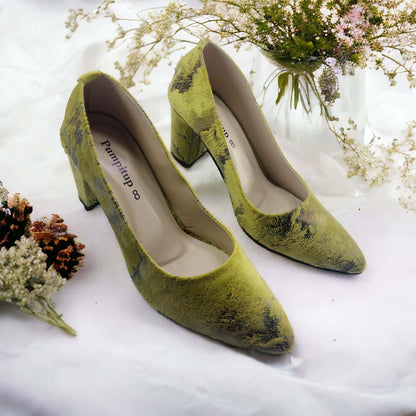 Green Oleander Block Heel Pump PIU_105