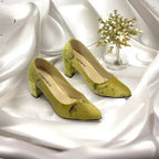 Green Oleander Block Heel Pump PIU_105 Amarah rexine ladies shoes PumpItUp.pk