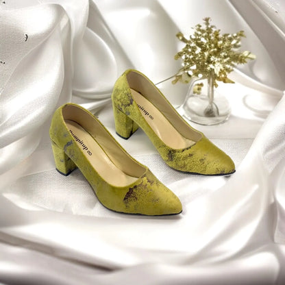 Green Oleander Block Heel Pump PIU_105