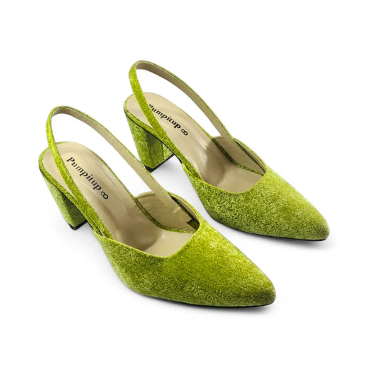 Green Slingback Block Heels  Pump PIU_130