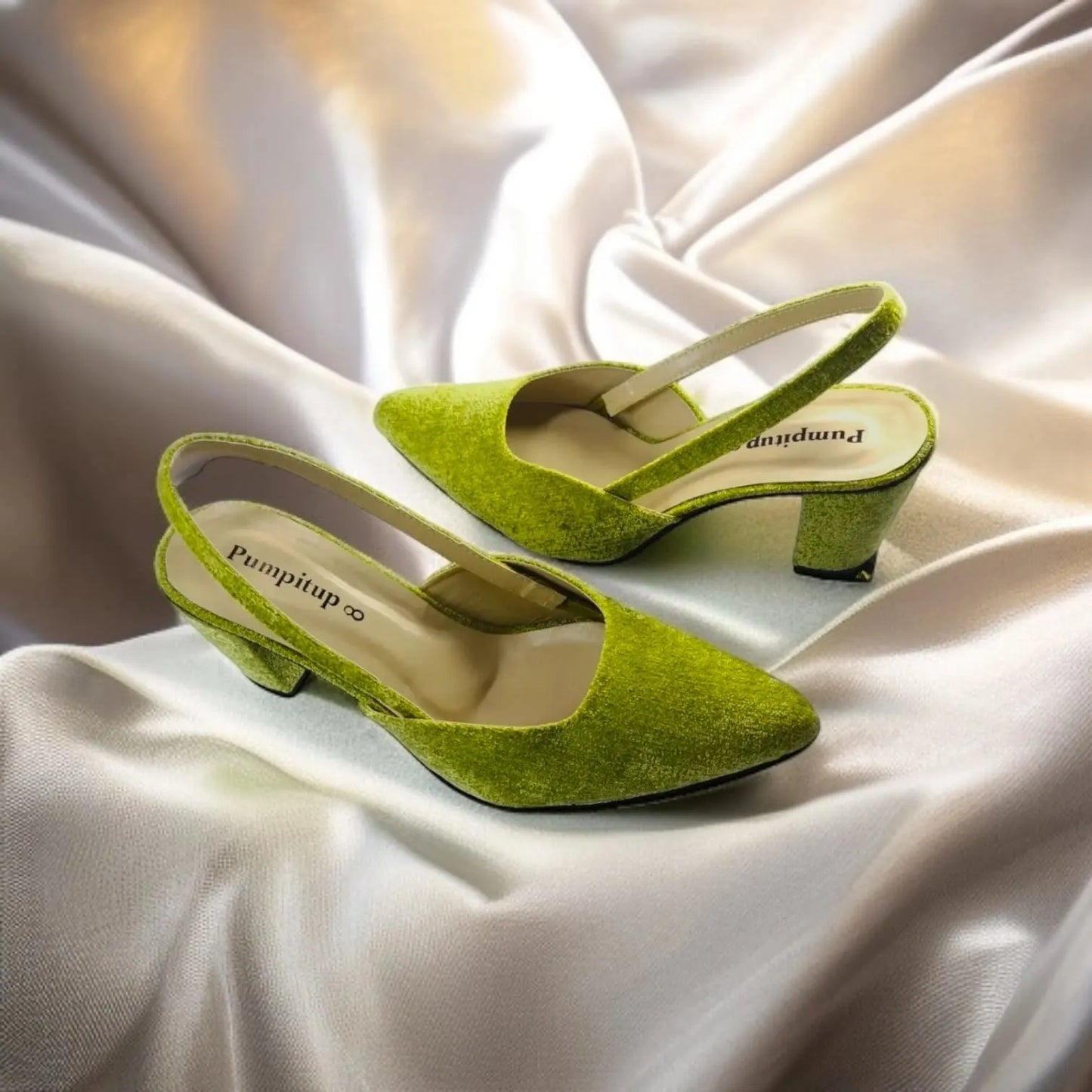 Green Slingback Block Heels  Pump PIU_130