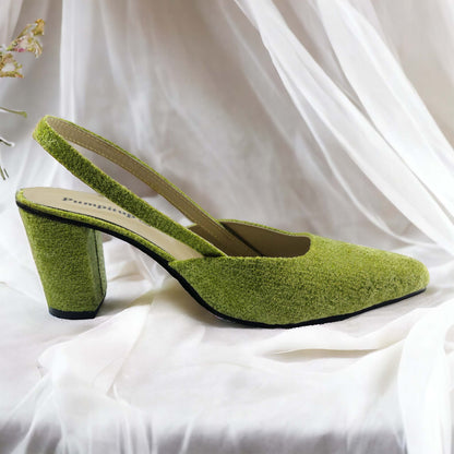 Green Slingback Block Heels  Pump PIU_130