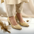 LIGHT Crocodile Block Heel Pump PIU_140 Crocodile Leather Rexine ladies shoes PumpItUp.pk