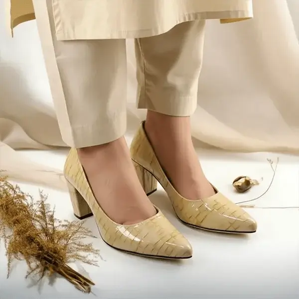 LIGHT Crocodile Block Heel Pump PIU_140 Crocodile Leather Rexine ladies shoes PumpItUp.pk