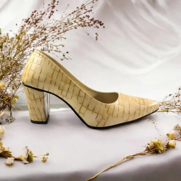LIGHT Crocodile Block Heel Pump PIU_140 Crocodile Leather Rexine ladies shoes PumpItUp.pk