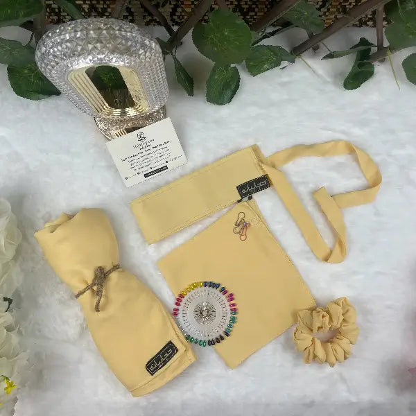 Light Yellow Saudi Niqab Set HB-35 – Double Georgette Fabric by Hijabiyana By hijabiyna