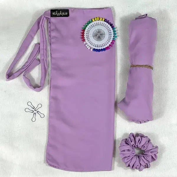 Lilac Half Niqab Set HB-54 – Lightweight Double Georgette Half Niqab Set with Accessories by Hijabiyana by pumpitup.pk