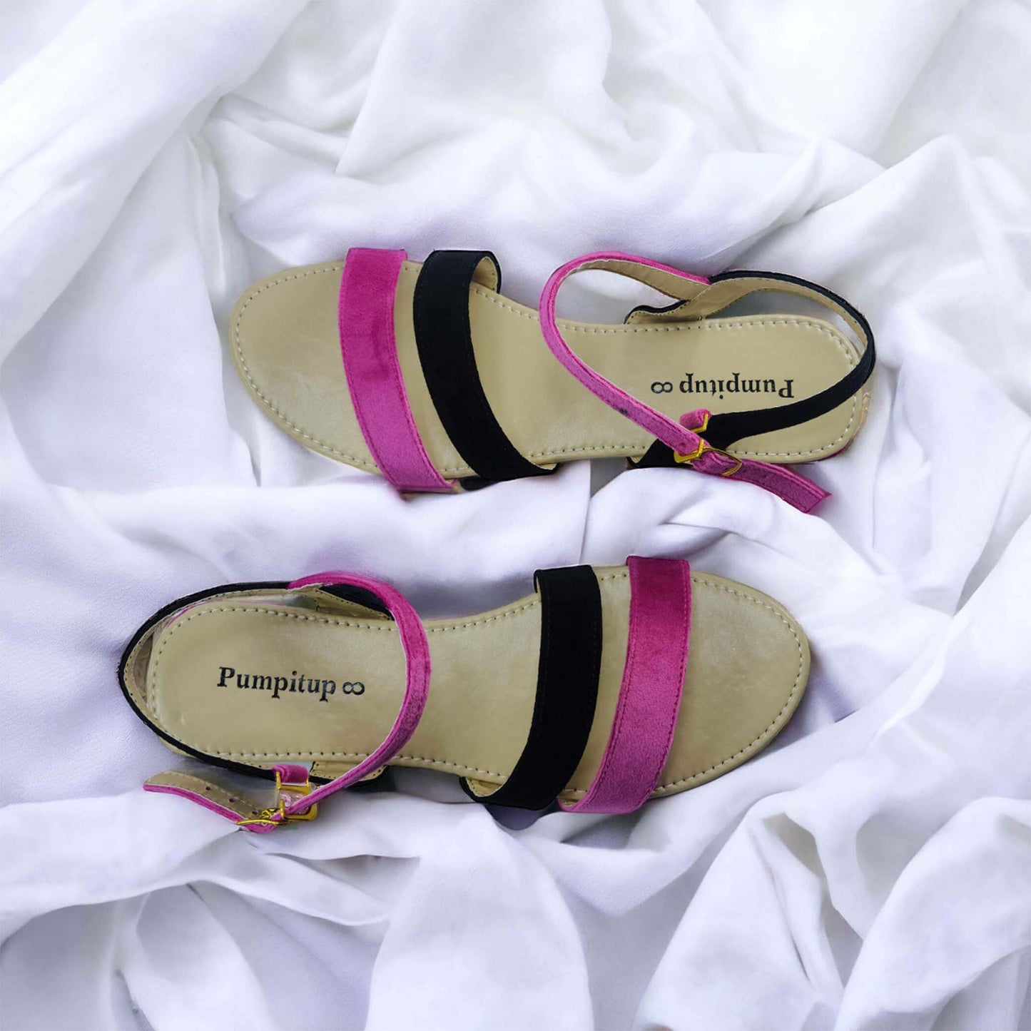 Magenta & Black Casual Flat Sandal PIU_70