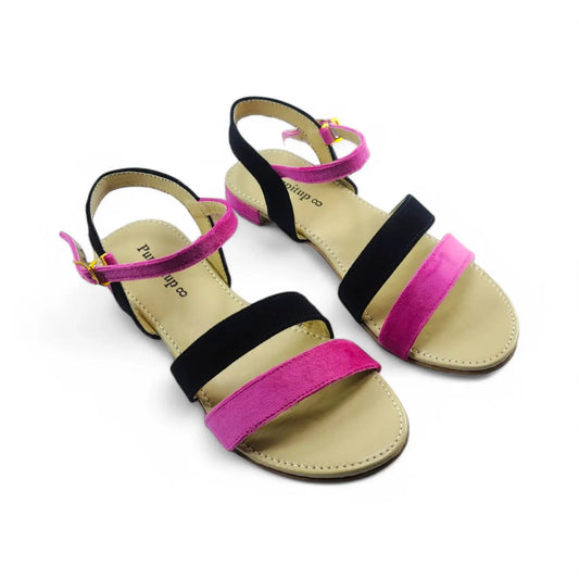 Magenta & Black Casual Flat Sandal PIU_70