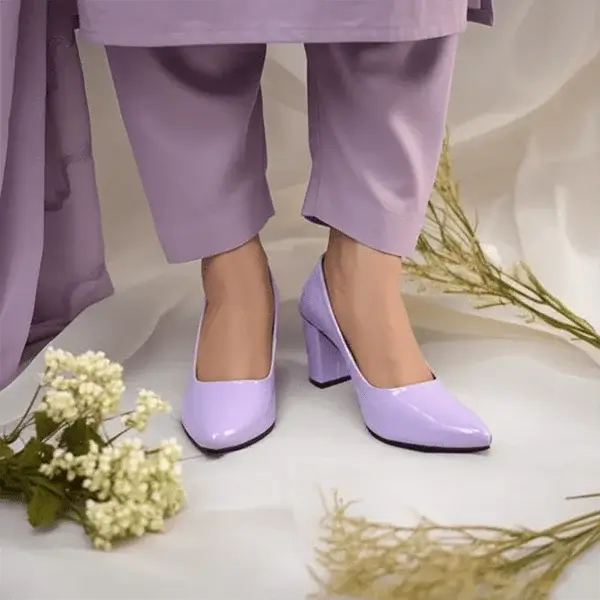Mauve Comfy Court Shoe Block Heel PIU_173 imported patent rexine ladies shoes PumpItUp.pk