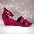 Mehroon Block Heel Wedges Pakistan - Leather Rexine for Women PIU_281 | PumpItUp