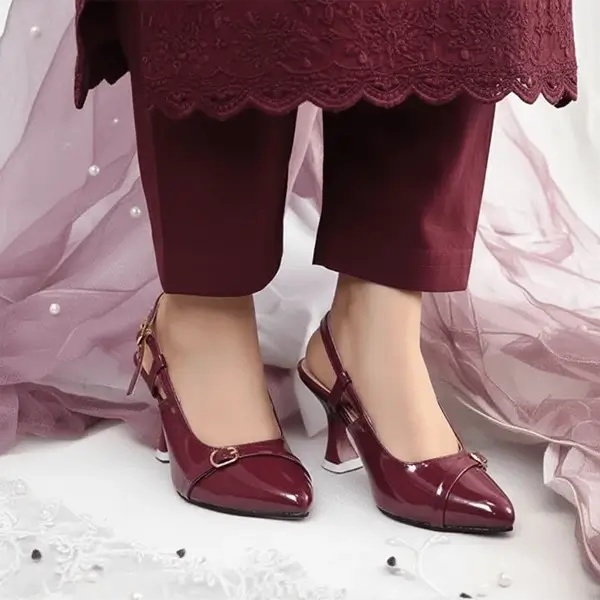Mehroon Gloss Heels Pump PIU_191 patent ladies shoes PumpItUp.pk
