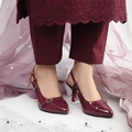 Mehroon Gloss Heels Pump PIU_191 patent ladies shoes PumpItUp.pk