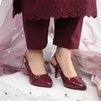 Mehroon Gloss Heels Pump PIU_191 patent ladies shoes PumpItUp.pk