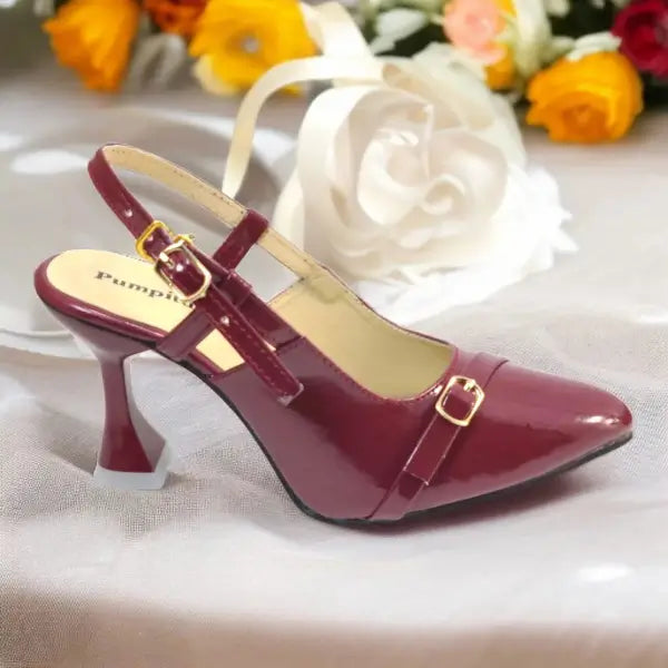 Mehroon Gloss Heels Pump PIU_191