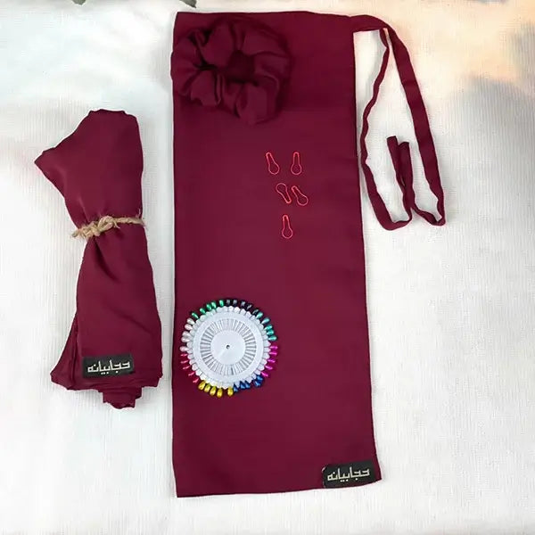 Mehroon Half Niqab Set HB-60 – Complete Double Georgette Modest Set by Hijabiyana