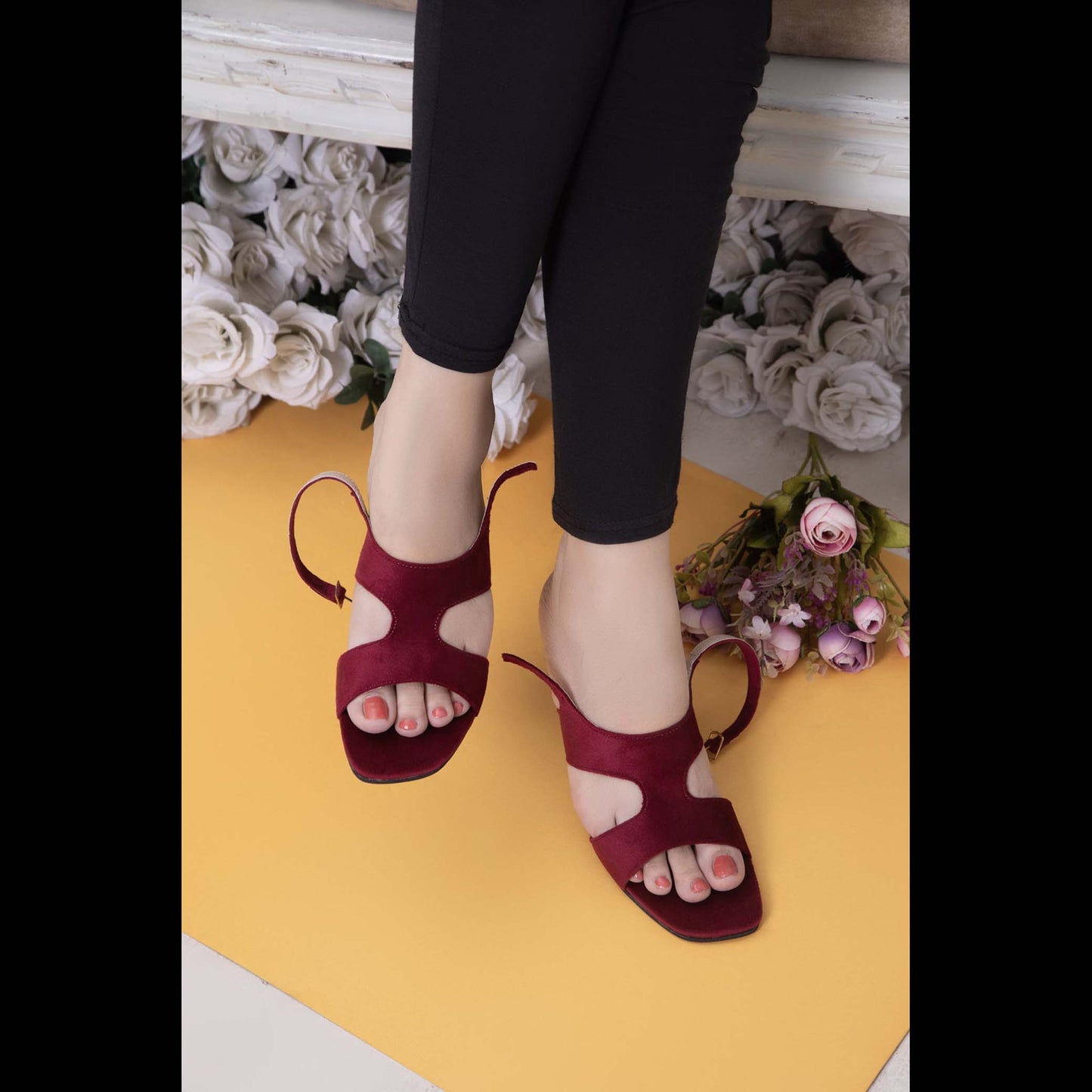 Mehroon Kuhati Block Heel Sandal PIU_89