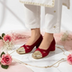 Merlot Gold Toe Block Heel PIU_249