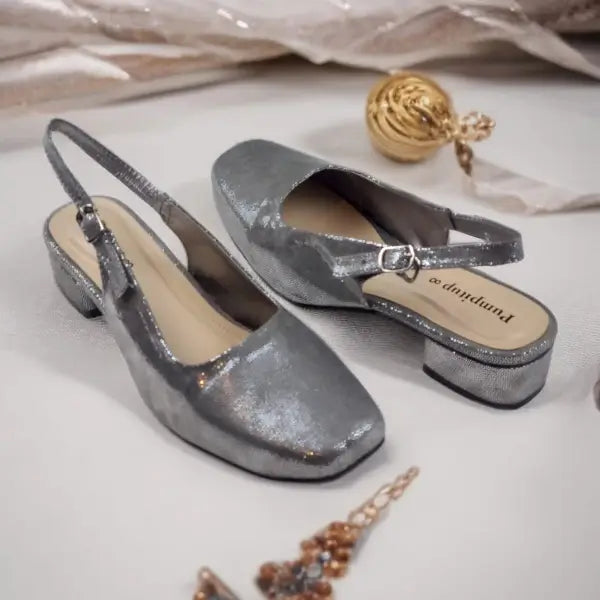 Metallic Gala Gleam Slingback Block Heel PIU_215