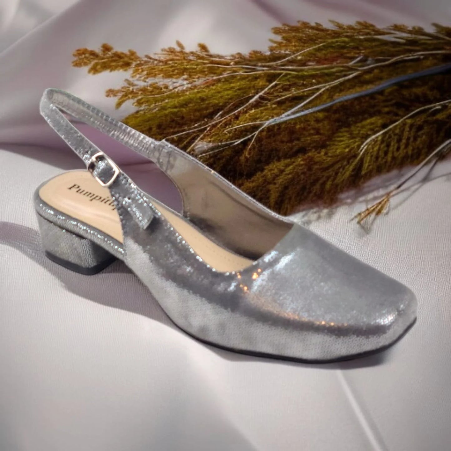 Metallic Gala Gleam Slingback Block Heel PIU_215