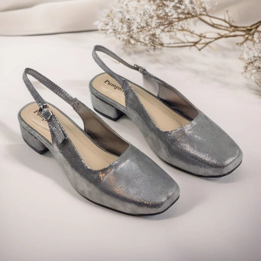 Metallic Gala Gleam Slingback Block Heel PIU_215