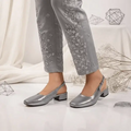 Metallic Gala Gleam Slingback Block Heel PIU_215 Imported Sofa Rexine ladies shoes PumpItUp.pk