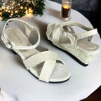Midnight Beige floral wedge sandals for women with a 2.5-inch heel, PIU_293